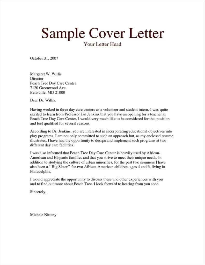 A Cover Letter For A Job Application