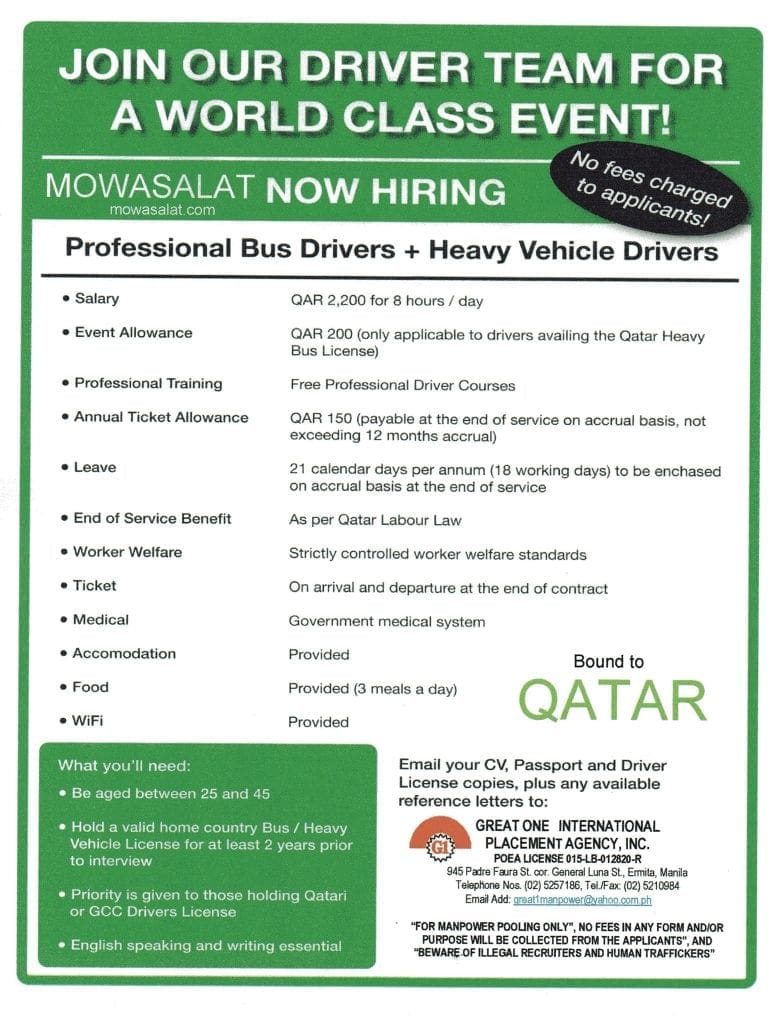 "<yoastmark Filipino Bus Driver Jobs in Qatar